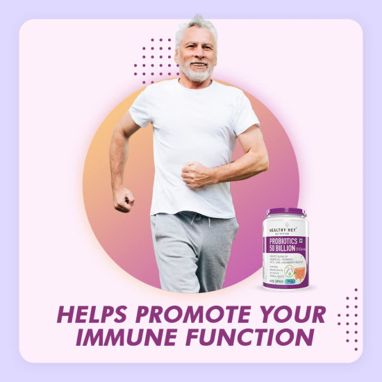 HealthyHey Nutrition Probiotics 50 Billion CFU Multi- Strains, 60 Veg. Capsules, Targeted Release Technology, Stomach Acid Resistant, No Need for Refrigeration, Non-GMO, Gluten-Free