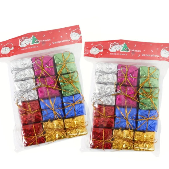 TIED RIBBONS Christmas Tree Decoration Items Small Gift Box Pack of 24 Hanging Ornaments Props Accessories Xmas Decor - Christmas Decorations Items for Home