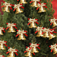 TIED RIBBONS Set of 24 Christmas Tree Decoration Mini Golden Bells Ornaments Props Accessories Small Xmas Tree Decor - Christmas Decorations Items for Home