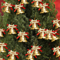 TIED RIBBONS Set of 24 Christmas Tree Decoration Mini Golden Bells Ornaments Props Accessories Small Xmas Tree Decor - Christmas Decorations Items for Home