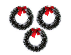 TIED RIBBONS Set of 3 Christmas Wreaths for Decoration Front Door Tree Wall Hanging Ornaments Artificial Pine Garland Xmas Decor - Christmas Decorations Items for Home
