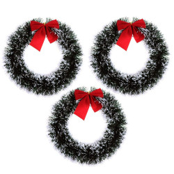 TIED RIBBONS Set of 3 Christmas Wreaths for Decoration Front Door Tree Wall Hanging Ornaments Artificial Pine Garland Xmas Decor - Christmas Decorations Items for Home