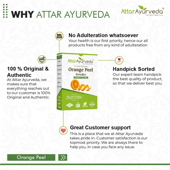 Attar Ayurveda Orange Peel Powder For Face Skin Whitening (200 Grams)
