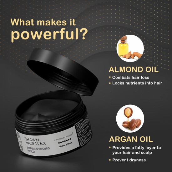 The Man Company Brawn Extra Stronghold Hair Wax for Man | Stylish Pomade Matte Finish | Hair Volumizer | Non - Sticky - 50gm The Man Company Brawn Extra Stronghold Hair Wax for Man | Stylish Pomade Matte Finish | Hair Volumizer | Non - Sticky - 50gm