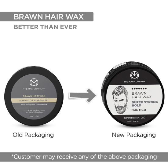 The Man Company Brawn Extra Stronghold Hair Wax for Man | Stylish Pomade Matte Finish | Hair Volumizer | Non - Sticky - 50gm The Man Company Brawn Extra Stronghold Hair Wax for Man | Stylish Pomade Matte Finish | Hair Volumizer | Non - Sticky - 50gm