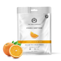 The Man Company Vitamin C Sheet Mask with Hyaluronic Acid & Lemon | Boosts Collagen, Brightening | Improves Skin Tone, Deep Cleanses & Removes Excess Oil - 25ml
