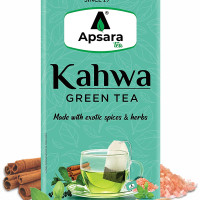 APSARA Detoxifying Kahwa Green Tea - 10 Tea Bags, Spiced Kashmiri Detoxifying Kahwa Green Tea, Natural Body Cleanse & Immunity Booster, Blended with Rock Salt, Tulsi, Cardamom, Cinnamon, Black Pepper, Ashwagandha Tea