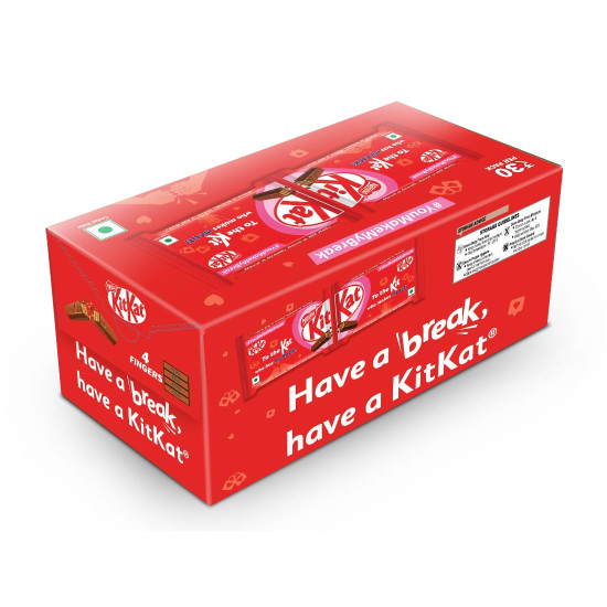 KitKat Love Break, 4 Finger, Chocolate Coated Wafer, Pack Of 21 Units x 38.5 G Each, 808.5 G