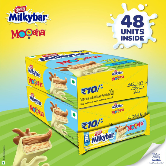 Nestle Milkybar Moosha Caramel + Nougat Bar- 18 gram Each Pack of 48 Units