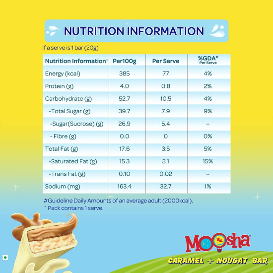 Nestle Milkybar Moosha Caramel + Nougat Bar- 18 gram Each Pack of 48 Units