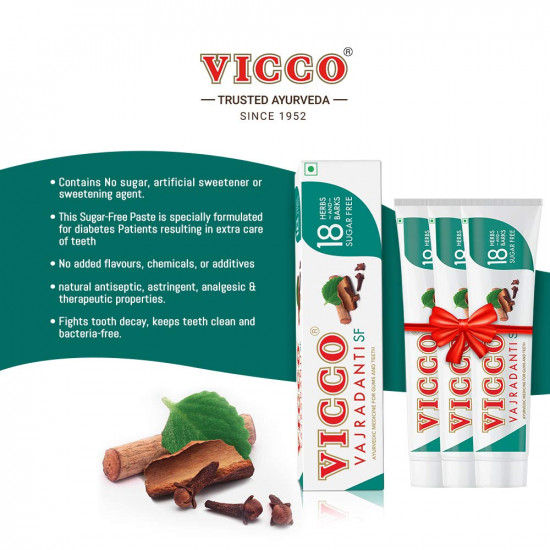 Vicco Vajradanti Ayurvedic Paste with 18 essential Herbs and Barks Sugar Free Flavour 160 gms(Pack of 3)