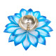 Collectible India Brass Diya Oil Lamp Stand Lotus Kamal Patti Diyas for Puja Home Temple Decor (Sky Blue)