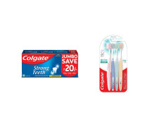 Colgate Strong Teeth Anticavity Toothpaste with Amino Shakti - 500gm Saver Pack & Gentle Enamel Ultra Soft Toothbrush - 4 Pcs (Buy 2 Get 2 Free)