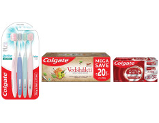 Colgate Visible White Teeth Whitening Toothpaste, Protects Enamel, Removes Stains, With Whitening Accelerators, 400g, 100g X 4 With Colgate Gentle Enamel Ultra Soft Toothbrush 4 Pcs(Buy 2 Get 2 Free)