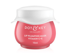 Dot & Key Lip Plumping Mask with Shea Butter & Vitamin C + E for Naturally Glowing Lips | Fades Lip Pigmentation | Smoothes Flaky & Dry Lips | Lip Mask For Soft, Smooth & Plump Lips | (Lingonberry) | 15ml