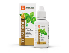 Krishna's Tulsi Drops 30 ml of 5 Rare Tulsi Drop for Natural Immunity Boosting | Nimbu Tulsi, Daulal Tulsi, No Preservatives | Tulsi Drops for immunity | Panch Tulsi Drop