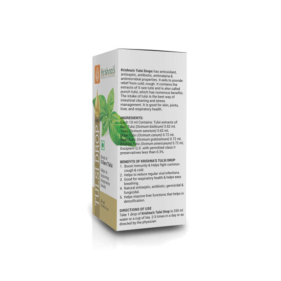 Krishna's Tulsi Drops 30 ml of 5 Rare Tulsi Drop for Natural Immunity Boosting | Nimbu Tulsi, Daulal Tulsi, No Preservatives | Tulsi Drops for immunity | Panch Tulsi Drop Krishna's Tulsi Drops 30 ml of 5 Rare Tulsi Drop for Natural Immunity Boosting | Nimbu Tulsi, Daulal Tulsi, No Preservatives | Tulsi Drops for immunity | Panch Tulsi Drop