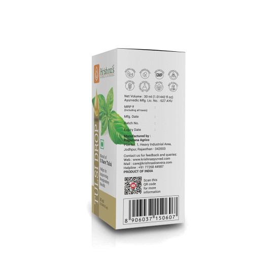 Krishna's Tulsi Drops 30 ml of 5 Rare Tulsi Drop for Natural Immunity Boosting | Nimbu Tulsi, Daulal Tulsi, No Preservatives | Tulsi Drops for immunity | Panch Tulsi Drop Krishna's Tulsi Drops 30 ml of 5 Rare Tulsi Drop for Natural Immunity Boosting | Nimbu Tulsi, Daulal Tulsi, No Preservatives | Tulsi Drops for immunity | Panch Tulsi Drop