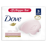 Dove Pink Rosa Bathing Soap Bar 125 g (Pack of 3) | With Moisturising Cream for Softer, Glowing Skin & Body | Nourish Dry Skin more than Ordinary Soap