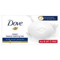 Dove Cream Beauty Bathing Soap Bar 125g (4+1 Free Combo) | With Moisturising Cream for Softer Skin & Body, Nourishes Dry Skin more than Ordinary Soap