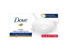 Dove Cream Beauty Bathing Soap Bar 125g (4+1 Free Combo) | With Moisturising Cream for Softer Skin & Body, Nourishes Dry Skin more than Ordinary Soap