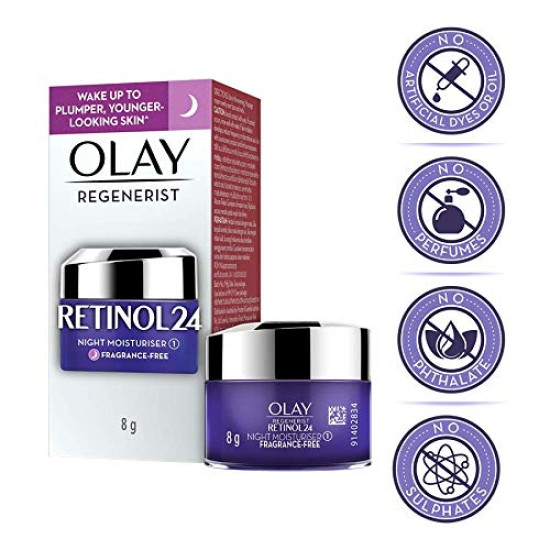 Olay Retinol Night Cream- Mini |with Retinol & Niacinamide |Wake up to plump and bouncy skin from Day 1 |Suitable for Normal, Dry, Oily & Combination skin |8 gm