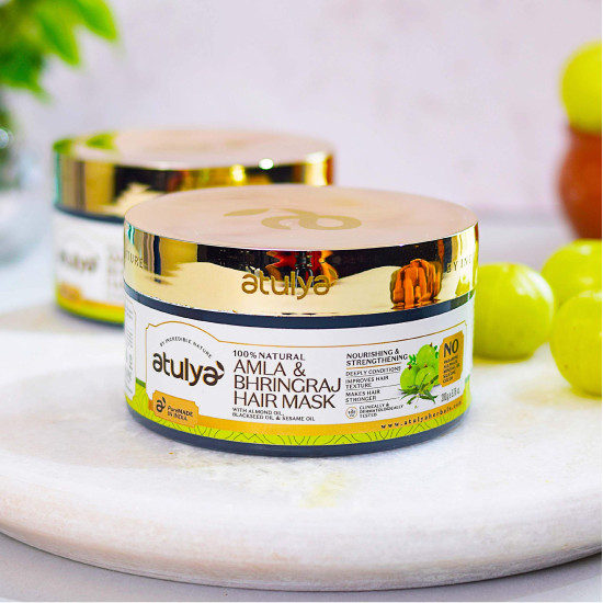 Atulya Amla & Bhringraj Hair Mask | Herbal Hair Mask | Mask for Healthy & Strong Hair | Paraben, Sulphate, Silicone & Mineral Oil Free | Suitable for All Hair Types