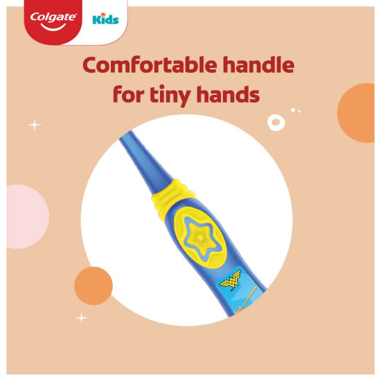 Colgate Kids Wonder Woman Extra- Soft Toothbrush (5+ Years) - 1 Pc (Pack Of 3), Manual, Blue