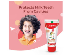 Colgate Kids Anticavity Toothpaste for 3-5 Years, 160g (80g x 2), Natural Strawberry Flavour, 0% Artificial Substances