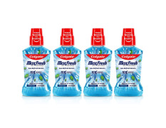 Colgate MaxFresh Plax Antibacterial Mouthwash, 1000ml (Pack of 4 x 250ml), Peppermint Fresh, 24/7 Fresh Breath, 10X longer cooling
