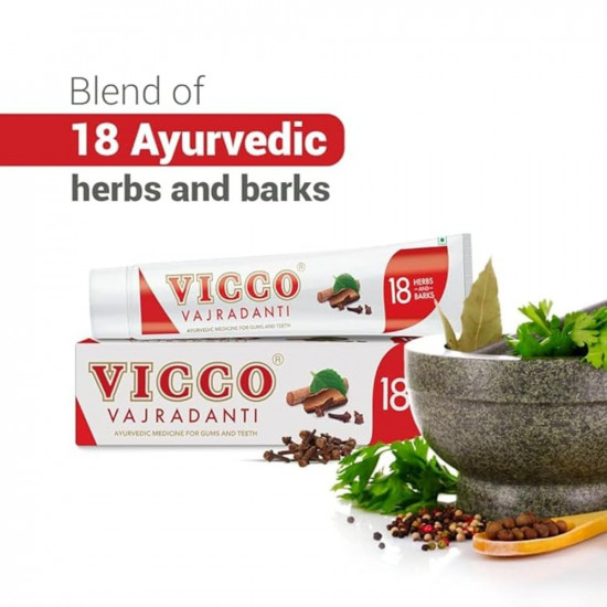 Vicco Vajradanti Ayurvedic Paste, Regular Flavour, 18 Essential Herbs and Barks, Prevents Bad Breath, For Strong and Healthy Teeth, 200 gms, (Pack of 2)
