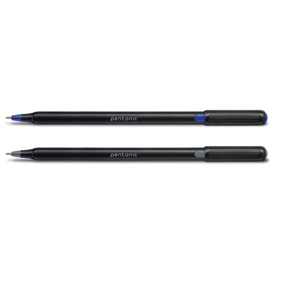Pentonic 0.7mm Ball Point Pen Blister Pack | Black Body | Black & Blue Ink | Set of 10 Pens