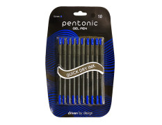 Pentonic 0.6 mm Gel Pen Blister Pack | Black Body | Blue ink | Set of 10