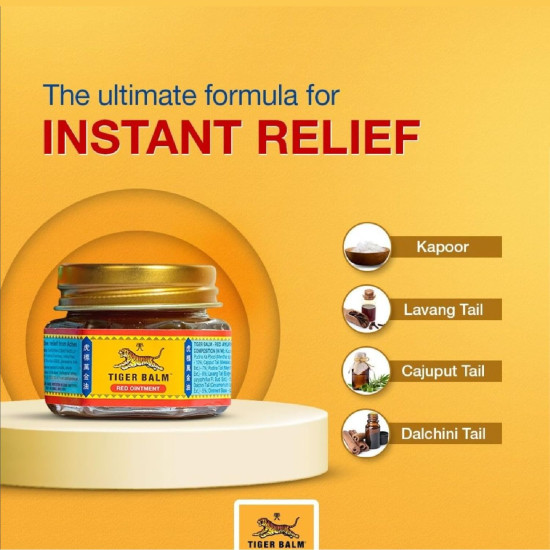 Tiger Balm Red Ointment For Effective Relief From Muscular Aches, Sprains & Pain - 21ml | Ayurvedic Balm | Pack of 5 Tiger Balm Red Ointment For Effective Relief From Muscular Aches, Sprains & Pain - 21ml | Ayurvedic Balm | Pack of 5