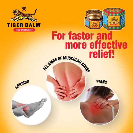 Tiger Balm Red Ointment For Effective Relief From Muscular Aches, Sprains & Pain - 21ml | Ayurvedic Balm | Pack of 5 Tiger Balm Red Ointment For Effective Relief From Muscular Aches, Sprains & Pain - 21ml | Ayurvedic Balm | Pack of 5