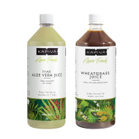 Kapiva Aloe Vera Juice + Wheatgrass Juice | Ayurvedic Combo for Better Digestion, General Wellness, and Skin Care (1L+1L)