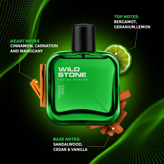 Wild Stone Long Lasting Forest Spice Perfume for Men, 100ml Woody and Spicy Fragrance|Premium Eau De Parfum