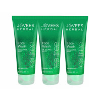 Jovees Herbal Tea Tree Oil Control Face Wash | For Women/Men | For Oily & Acne Prone Skin | With Vitamin E & Tea Tree Oil | Prevents Pimple & Acne Breakout 120 ML (Pack of 3)