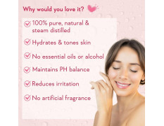 WishCare 100% Pure & Natural Rose Water For Face, Skin & Hair - Rose Water Toner for Glowing Skin - Free from Paraben & Alcohol 200ml