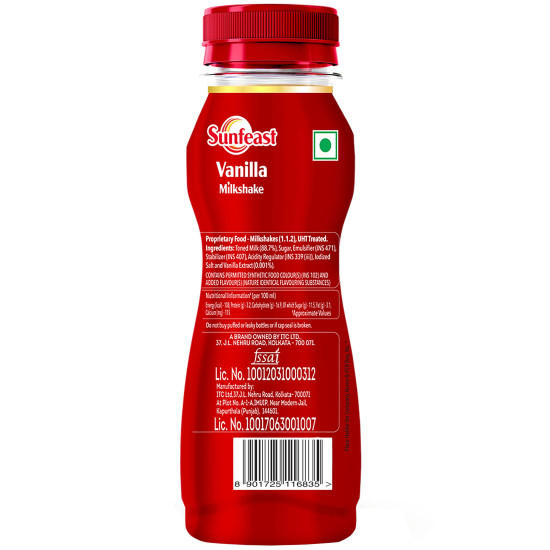 Sunfeast Vanilla Milkshake- Creamy & Smooth Milkshake With Real Vanilla Extracts, 180ml