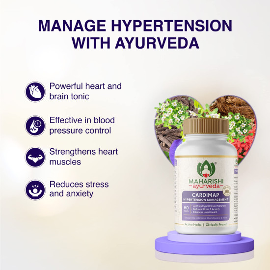 Maharishi Ayurveda Cardimap | Helps Normalises Blood Pressure Naturally | Unique Formulation | Synergy of 5 Herbs | 30 days Pack (60 Tab) Maharishi Ayurveda Cardimap | Helps Normalises Blood Pressure Naturally | Unique Formulation | Synergy of 5 Herbs | 30 days Pack (60 Tab)