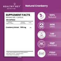 HealthyHey Nutrition Cranberry Extract - Urinary Tract Health - 60 Veg Capsules