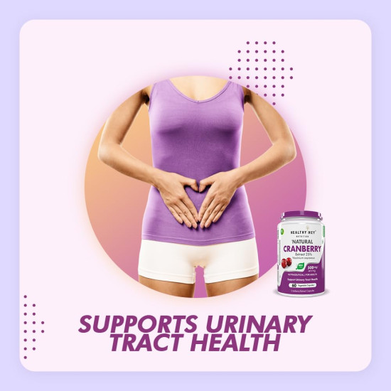 HealthyHey Nutrition Cranberry Extract - Urinary Tract Health - 60 Veg Capsules