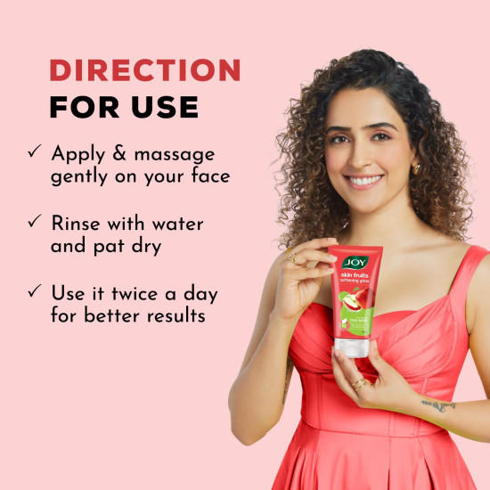 Joy Skin Fruits Apple Face Wash for Glowing Skin | Softens, Moisturises & Nourishes | Natural AHAs, No Sulphates, Paraben Free | All Skin Types, Men & Women - 150ml