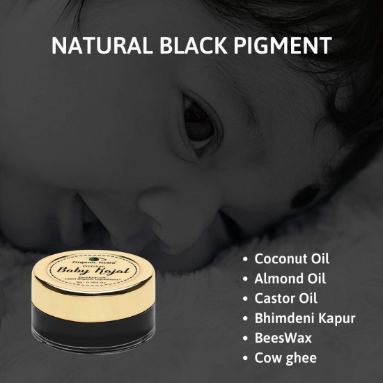 Organic Netra Baby Kajal - Water Resistant,Matte, Smudge Proof, Long lasting,For Normal Skin type,All Natural and Organic with no Harmful chemicals -8 gm (Pack of 2)