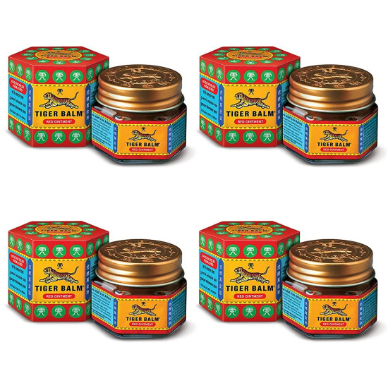 Tiger Balm Red Ointment | 21ml each | Pack of 4 | Ayurvedic Pain Relief Balm | for Effective Relief from Joint Pain, Back Pain, Body Pain, Knee Pain, Muscular Ache & Sprain | Combo Pack Tiger Balm Red Ointment | 21ml each | Pack of 4 | Ayurvedic Pain Relief Balm | for Effective Relief from Joint Pain, Back Pain, Body Pain, Knee Pain, Muscular Ache & Sprain | Combo Pack