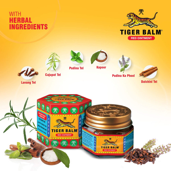 Tiger Balm Red Ointment | 21ml each | Pack of 4 | Ayurvedic Pain Relief Balm | for Effective Relief from Joint Pain, Back Pain, Body Pain, Knee Pain, Muscular Ache & Sprain | Combo Pack Tiger Balm Red Ointment | 21ml each | Pack of 4 | Ayurvedic Pain Relief Balm | for Effective Relief from Joint Pain, Back Pain, Body Pain, Knee Pain, Muscular Ache & Sprain | Combo Pack