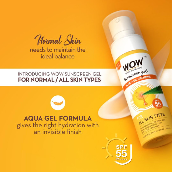WOW Skin Science Sunscreen Matte Finish - Spf 55 Pa+++ - Very High Broad Spectrum - Uva &Uvb Protection - Quick Absorb - No Parabens, Silicones, Mineral Oil, Oxide, Color & Benzophenone, 100mL