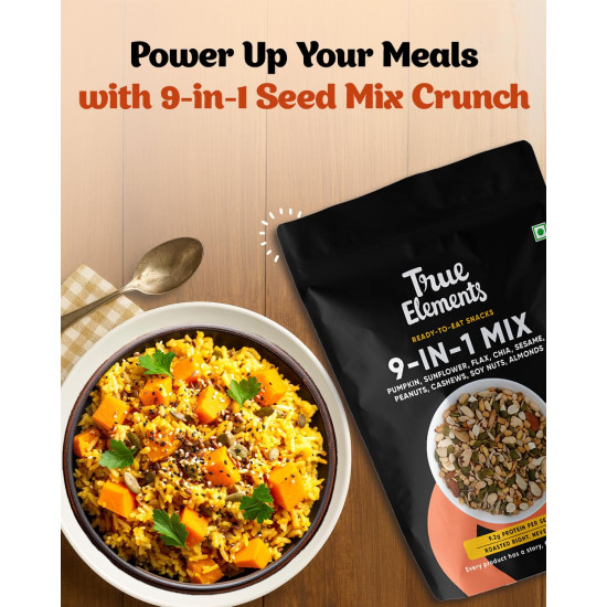 True Elements 9 in 1 Snack Mix 125g - (Mix of Pumpkin, Watermelon, Flax, Chia, Sunflower, Peanuts, Soynuts, Almonds, Cashew Nuts) Healthy Snack