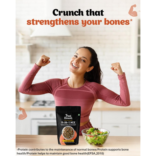 True Elements 9 in 1 Snack Mix 125g - (Mix of Pumpkin, Watermelon, Flax, Chia, Sunflower, Peanuts, Soynuts, Almonds, Cashew Nuts) Healthy Snack